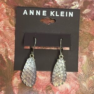 Anne Klein Textured Abstract Teardrop Earrings NWT